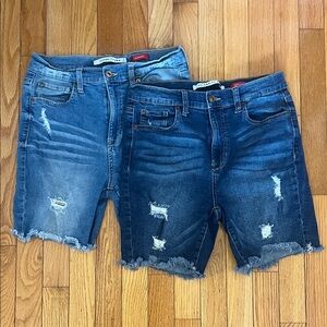 Distressed Denim Shorts Set